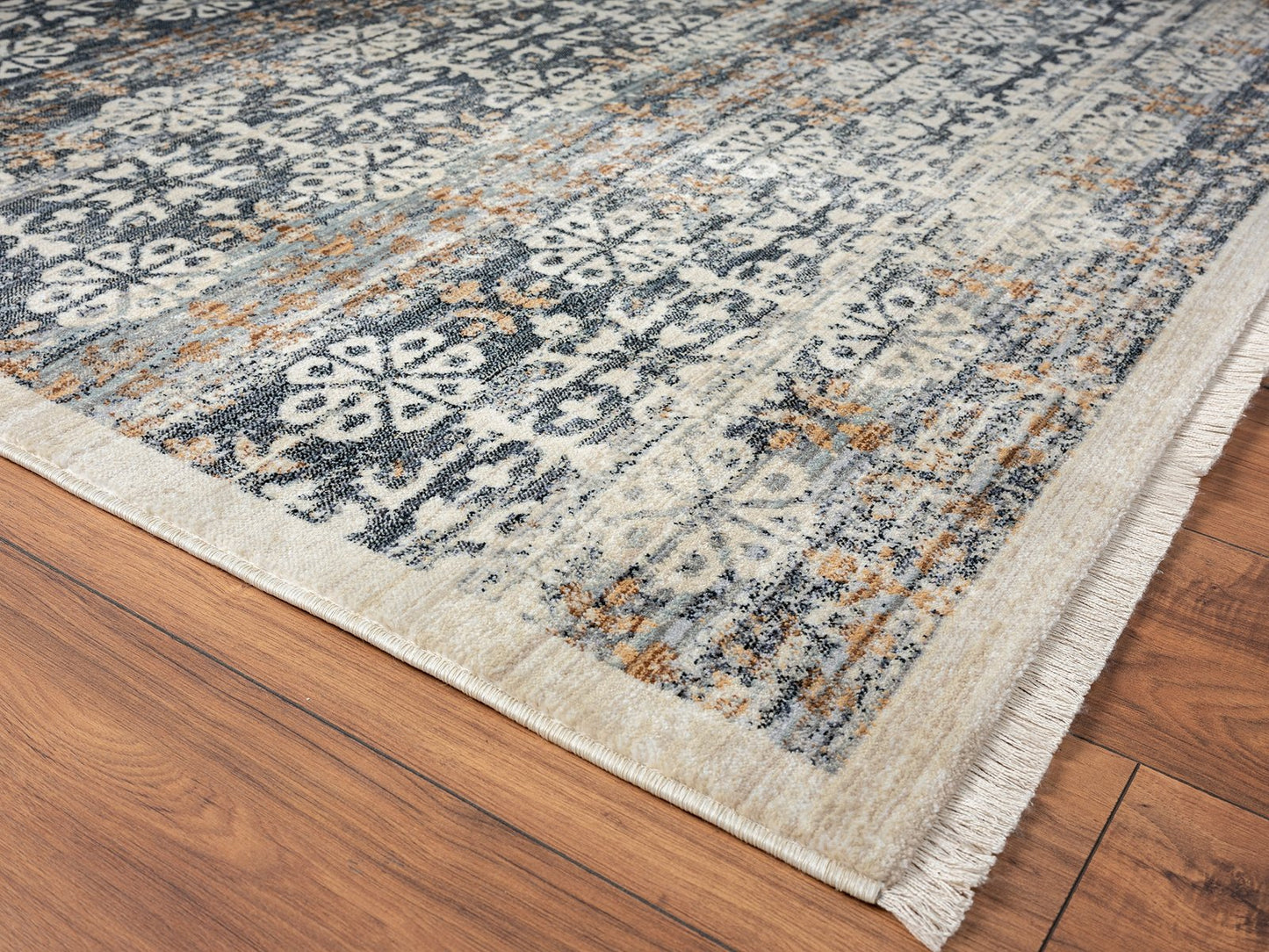 Aurora Indigo and Sand Contemporary Area Rug