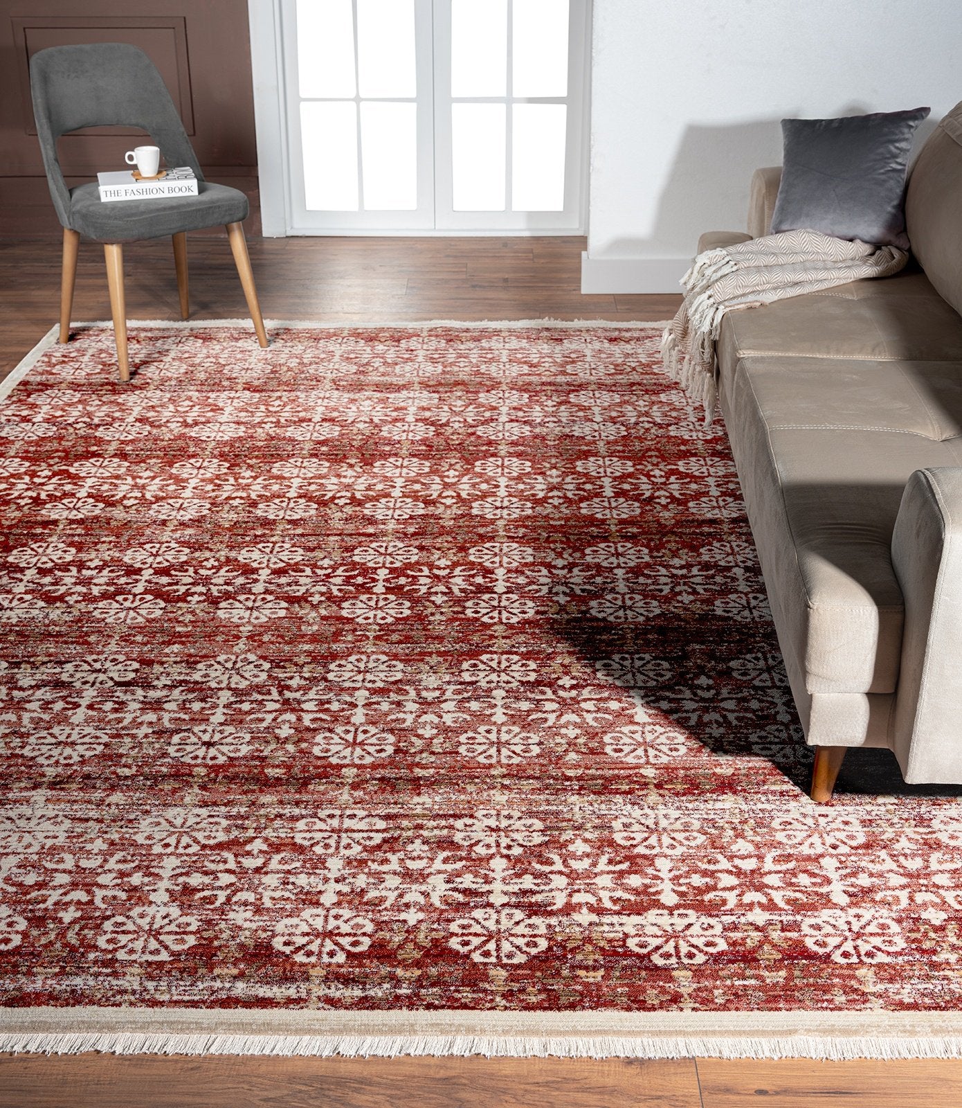 Aurora Claret Contemporary Area Rug