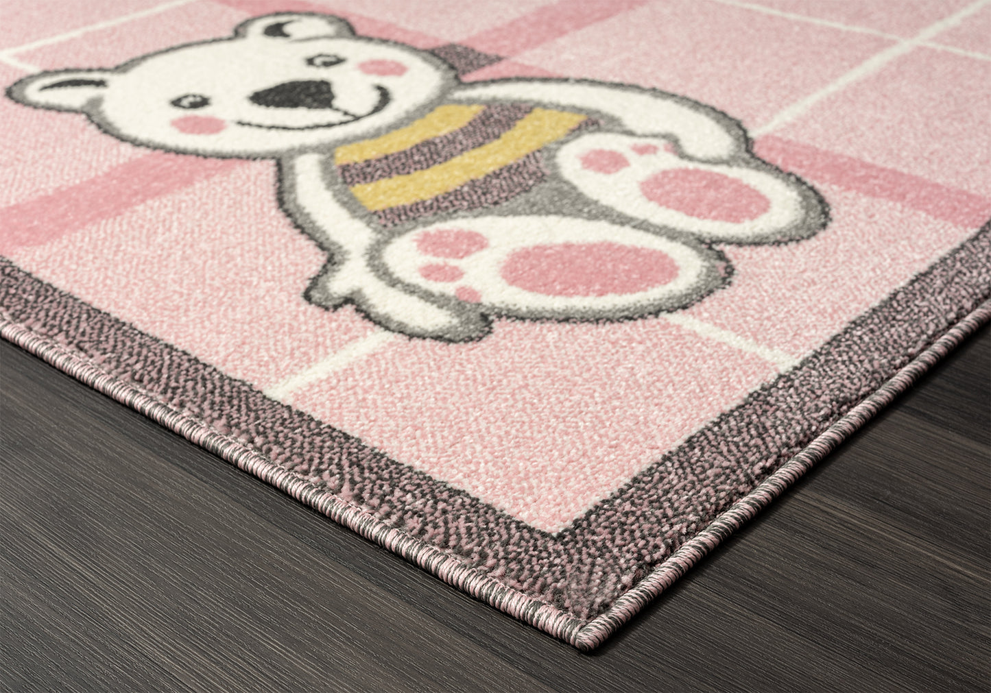 A to Z Teddy Bear Kids Pink Area Rug
