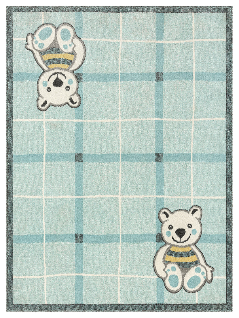 A to Z Teddy Bear Kids Blue Area Rug