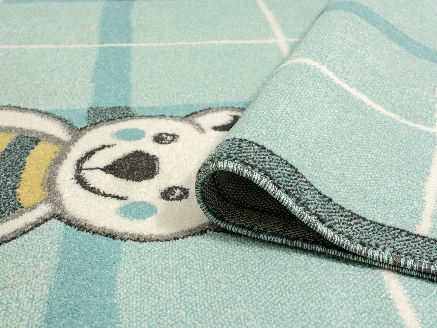 A to Z Teddy Bear Kids Blue Area Rug