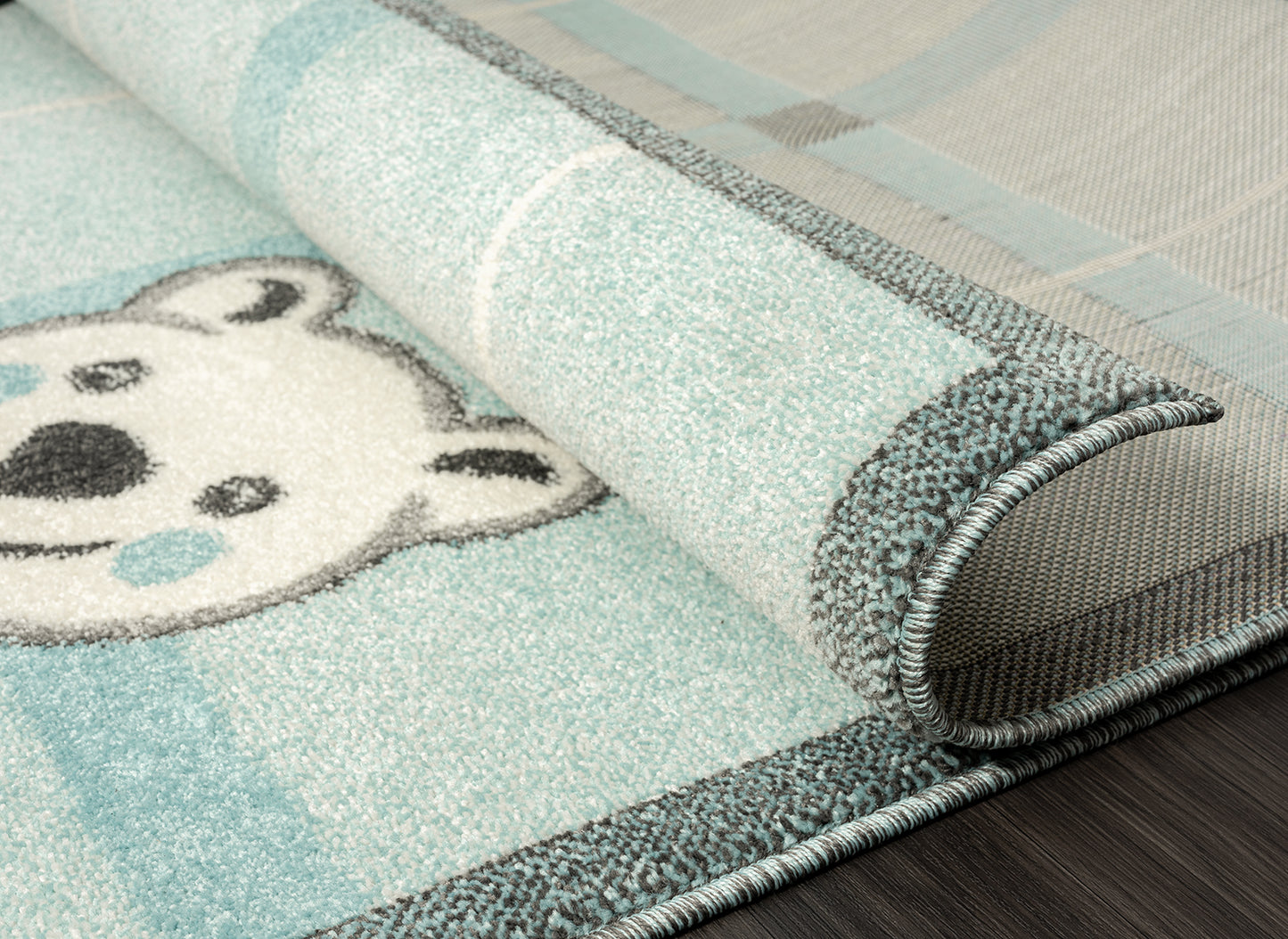 A to Z Teddy Bear Kids Blue Area Rug