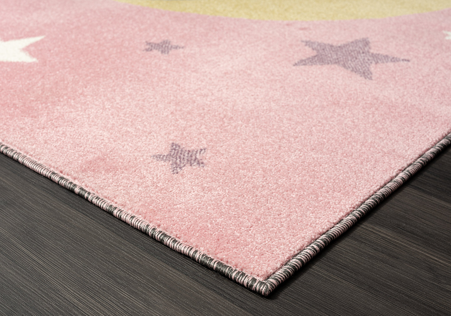 A to Z Moon Bear Kids Pink Area Rug