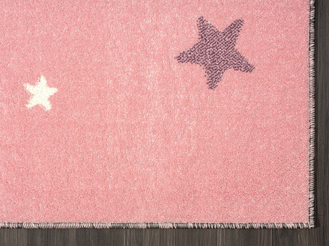 A to Z Moon Bear Kids Pink Area Rug