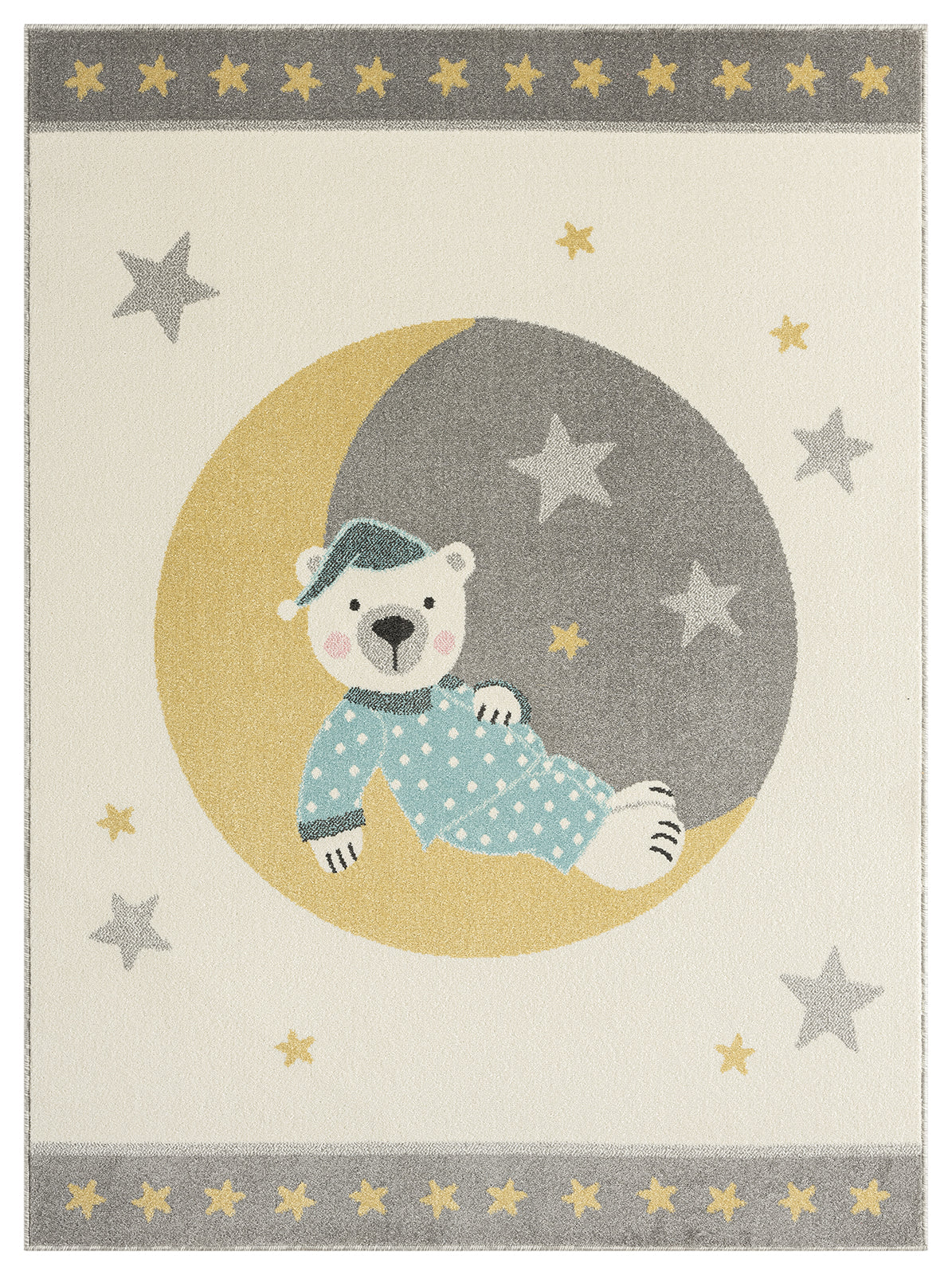A to Z Moon Bear Kids Beige and Grey Area Rug