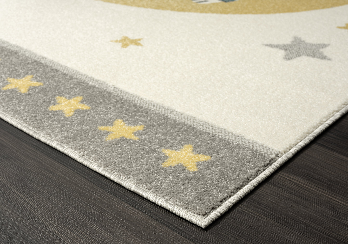 A to Z Moon Bear Kids Beige and Grey Area Rug