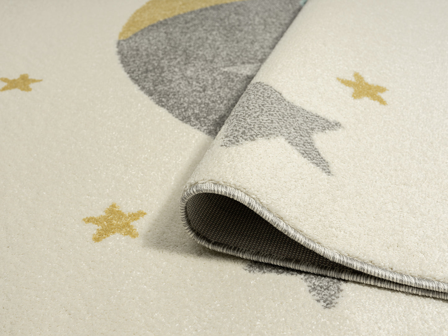 A to Z Moon Bear Kids Beige and Grey Area Rug