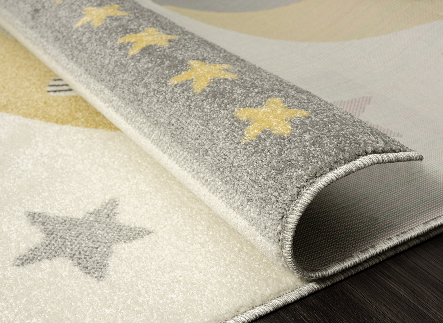 A to Z Moon Bear Kids Beige and Grey Area Rug