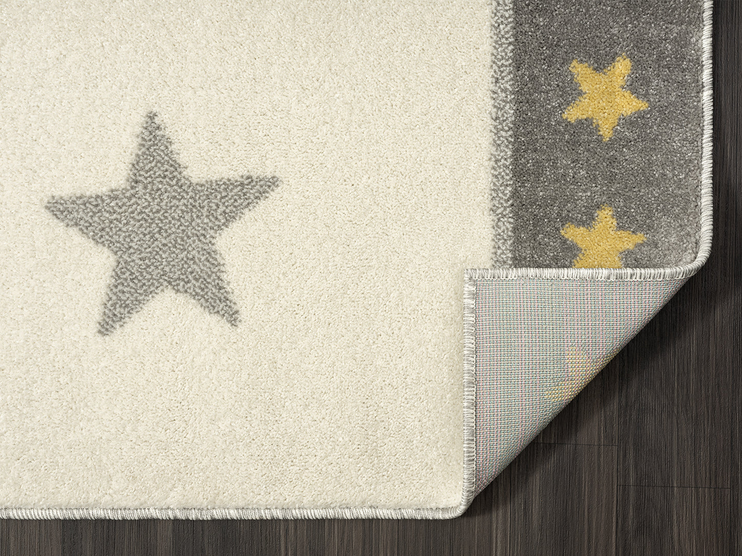 A to Z Moon Bear Kids Beige and Grey Area Rug