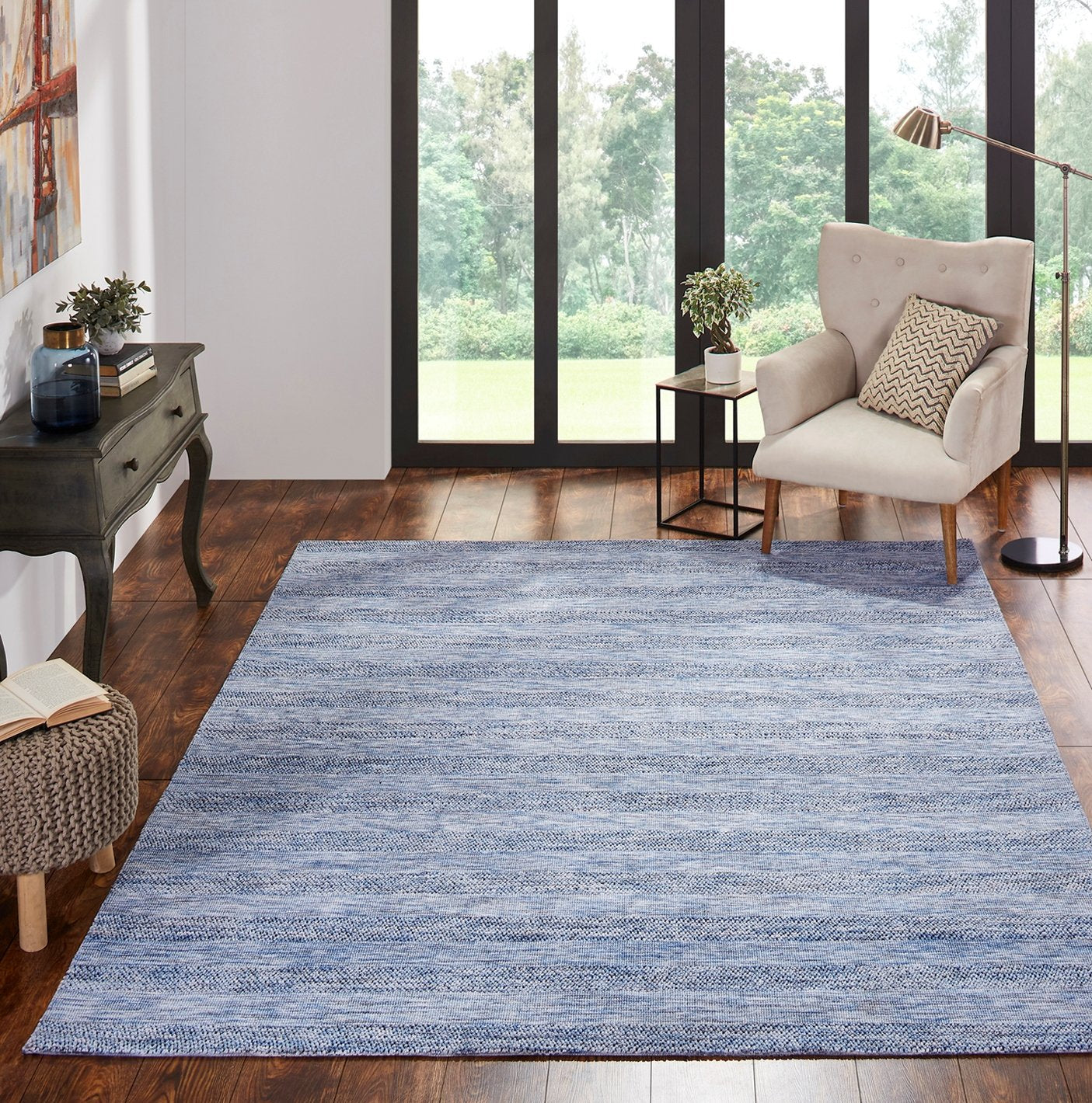 Citadel Heathered Blues Solid Hand Tufted Area Rug