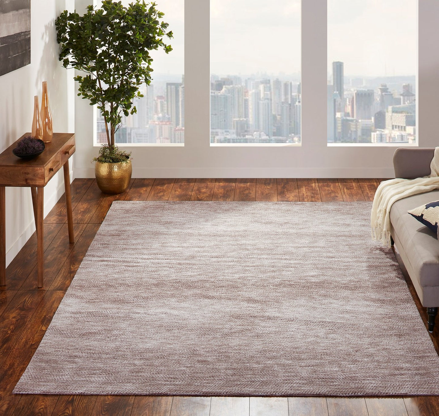 Citadel Vintage Tan Heather Solid Hand Tufted Area Rug