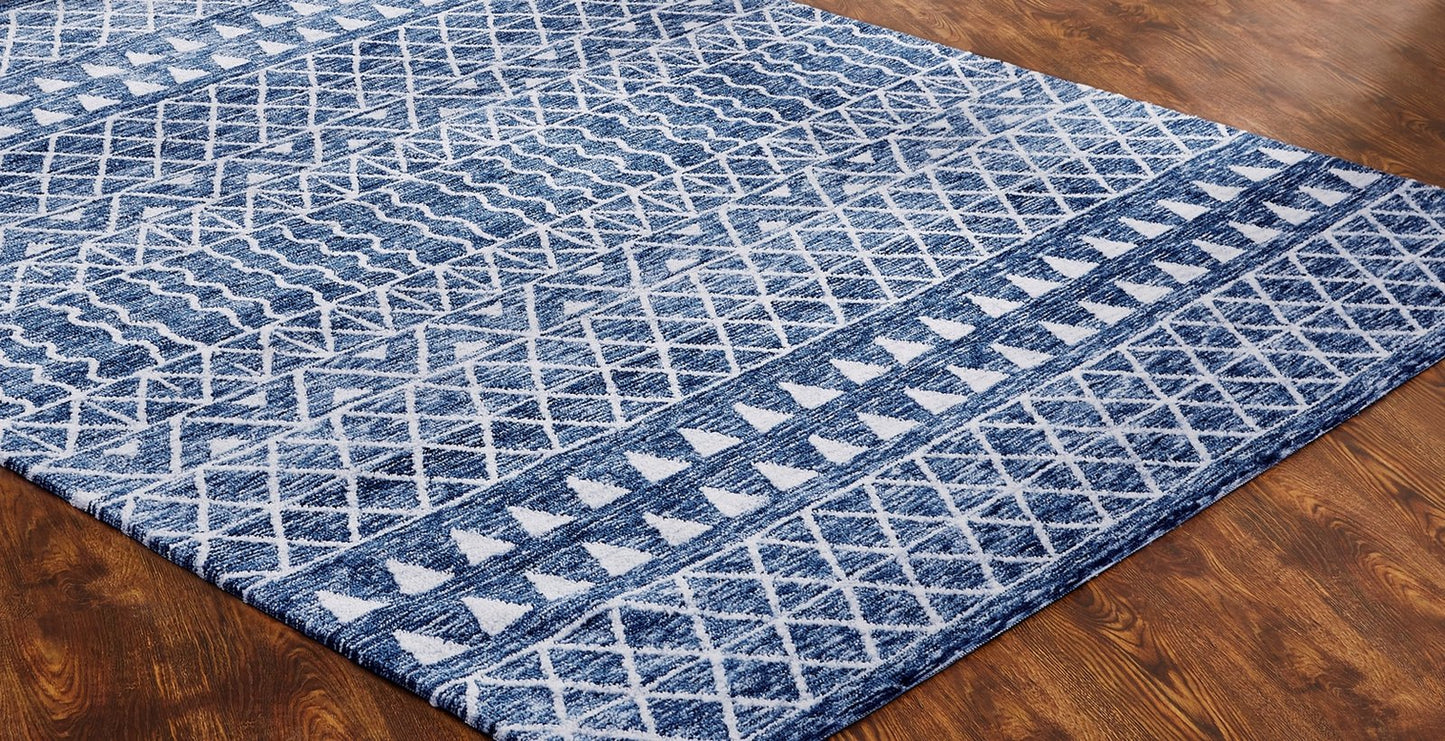 Citadel Denim Contemporary Hand tufted Area Rug
