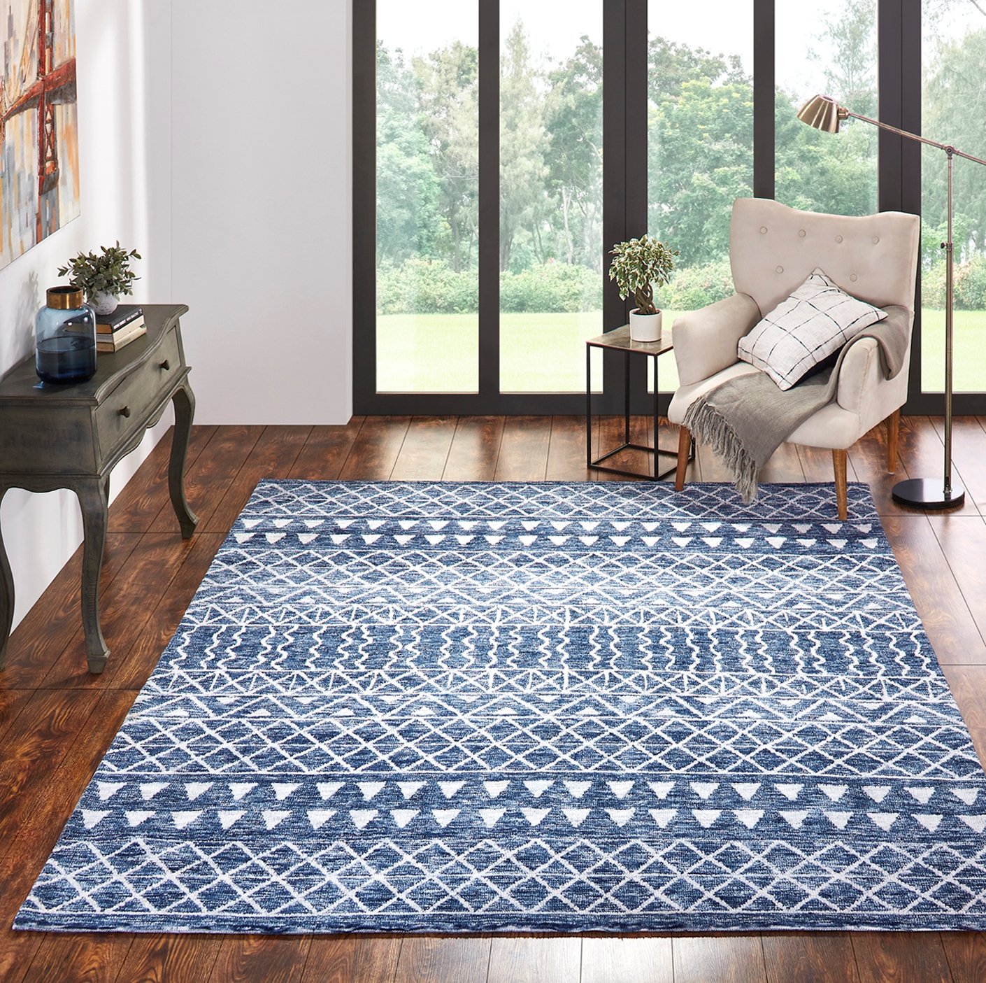 Citadel Denim Contemporary Hand tufted Area Rug