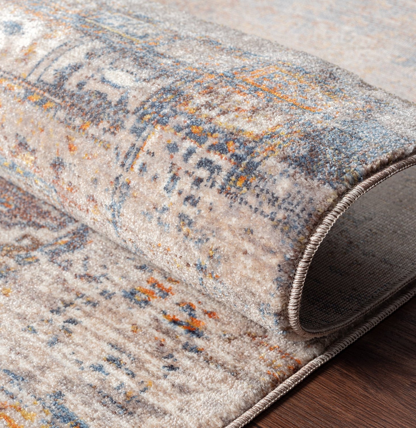 Calabria Blue Tones and Earth Transitional Area Rug