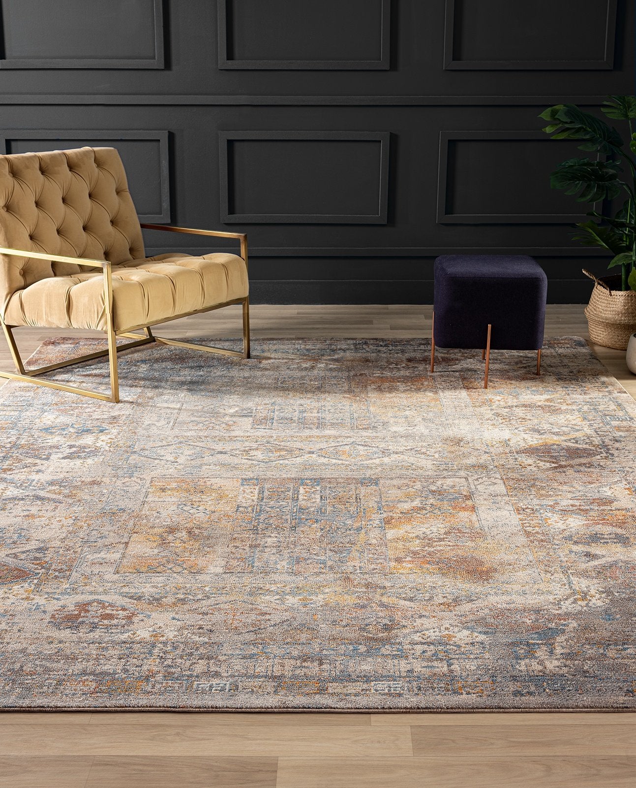 Calabria Blue Tones and Earth Transitional Area Rug