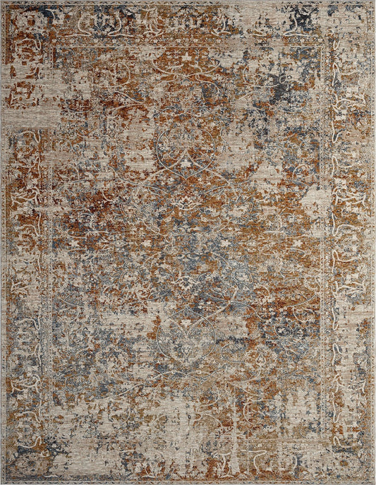 Camilla Indigo and Rust Tones Transitional Area Rug