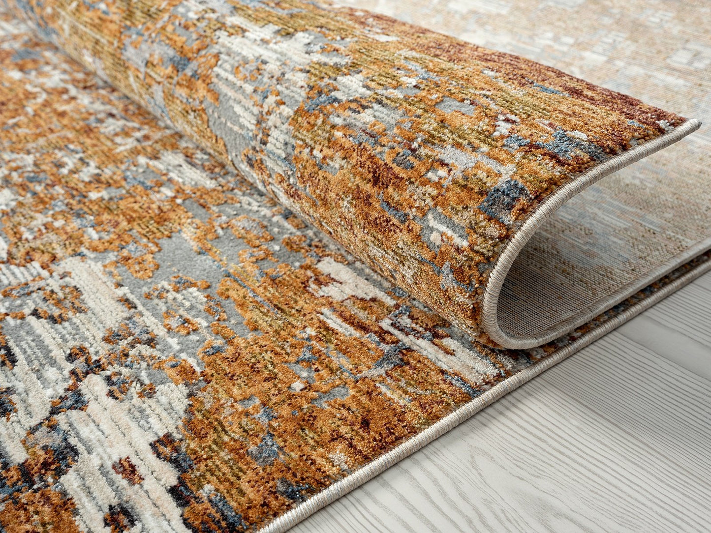 Camilla Rust Tones and Indigo Abstract Area Rug