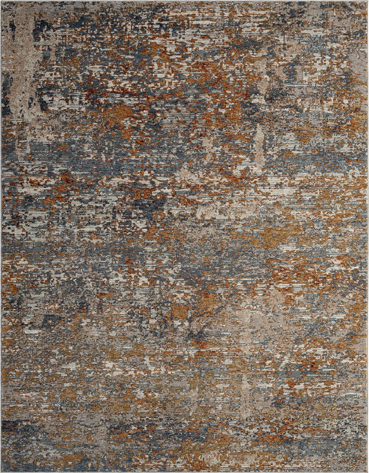 Camilla Blue and Rust Tones Abstract Area Rug