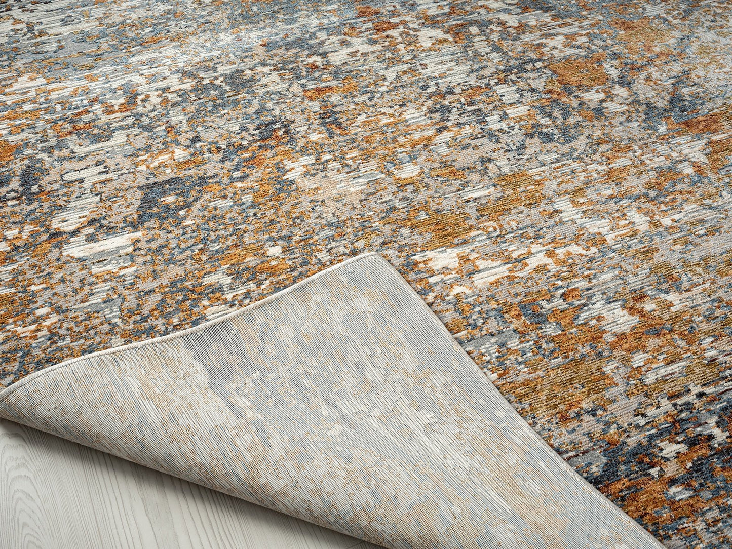 Camilla Blue and Rust Tones Abstract Area Rug