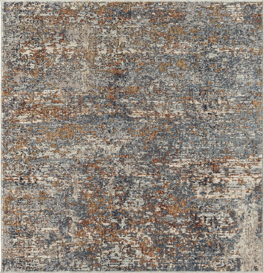 Camilla Blue and Rust Tones Abstract Area Rug