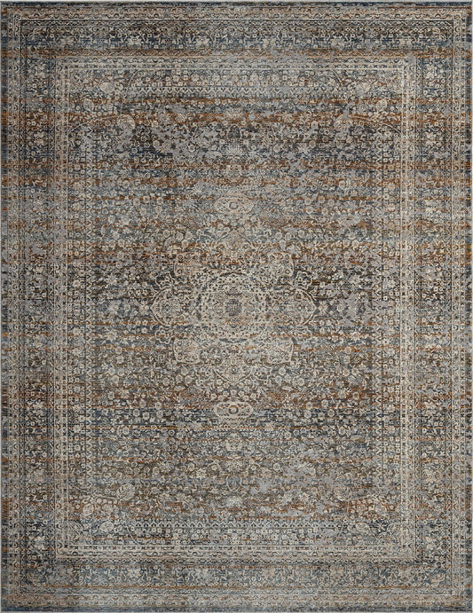 Camilla Vintage Blues and Rust Traditional Area Rug
