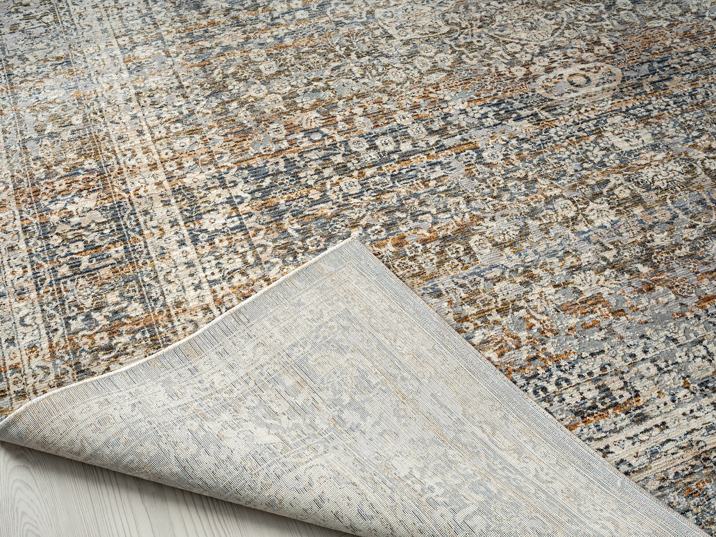 Camilla Vintage Blues and Rust Traditional Area Rug