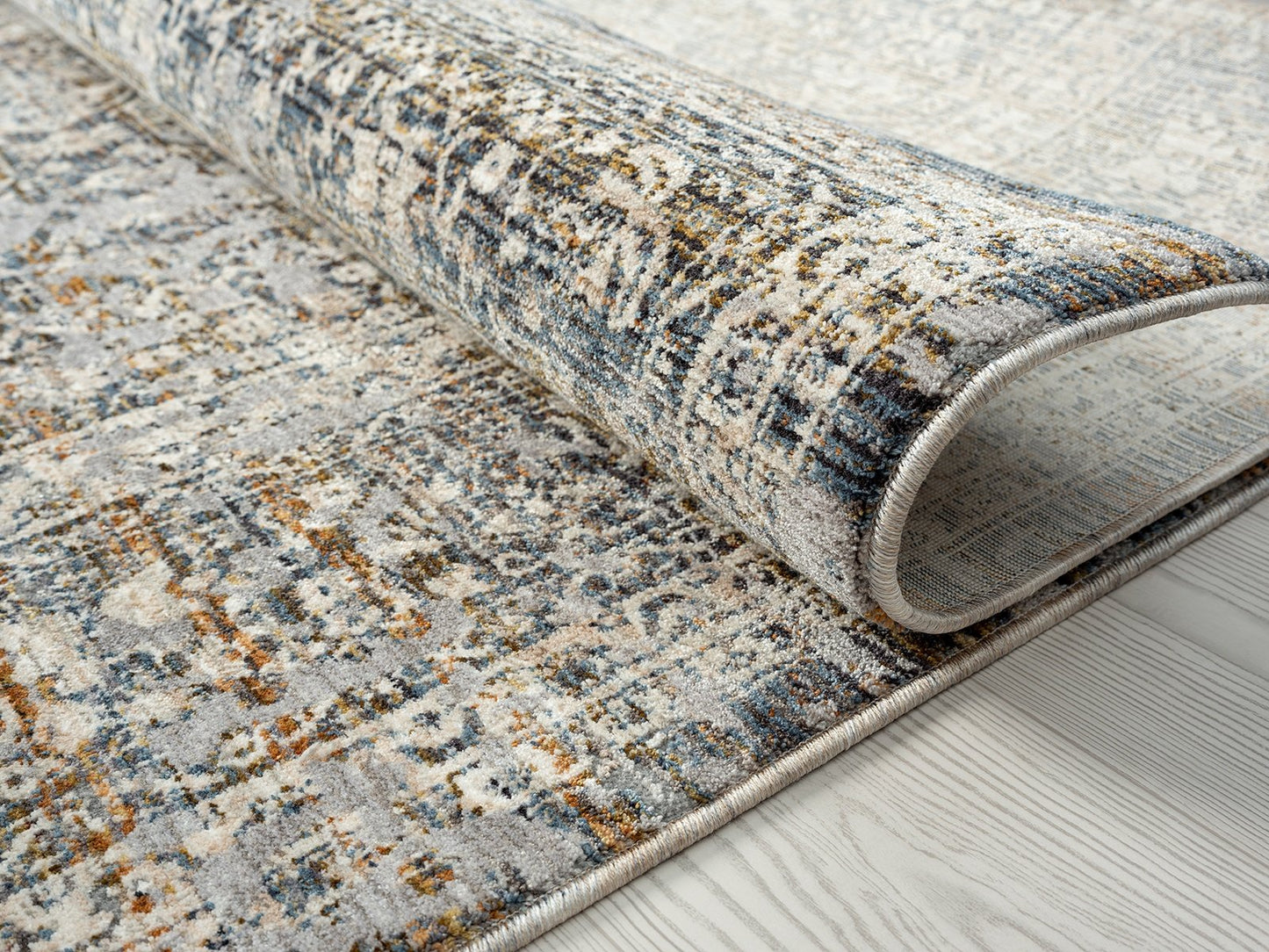 Camilla Vintage Blues and Rust Traditional Area Rug