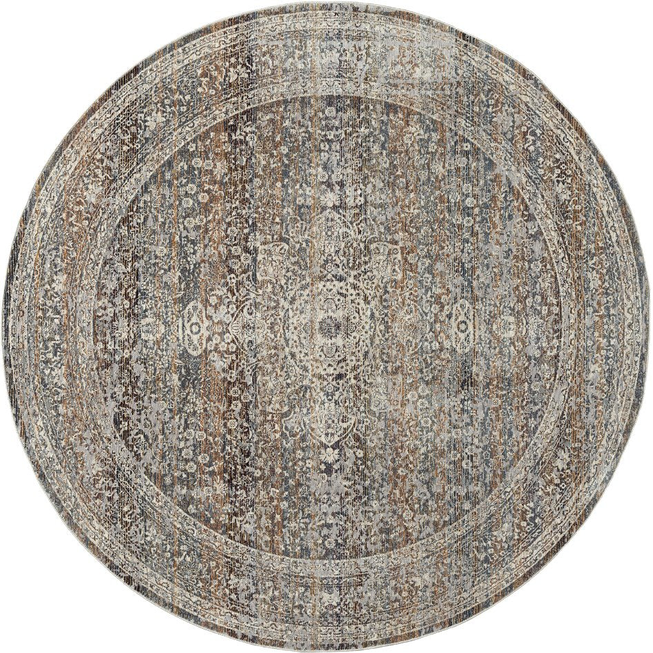 Camilla Vintage Blues and Rust Traditional Area Rug