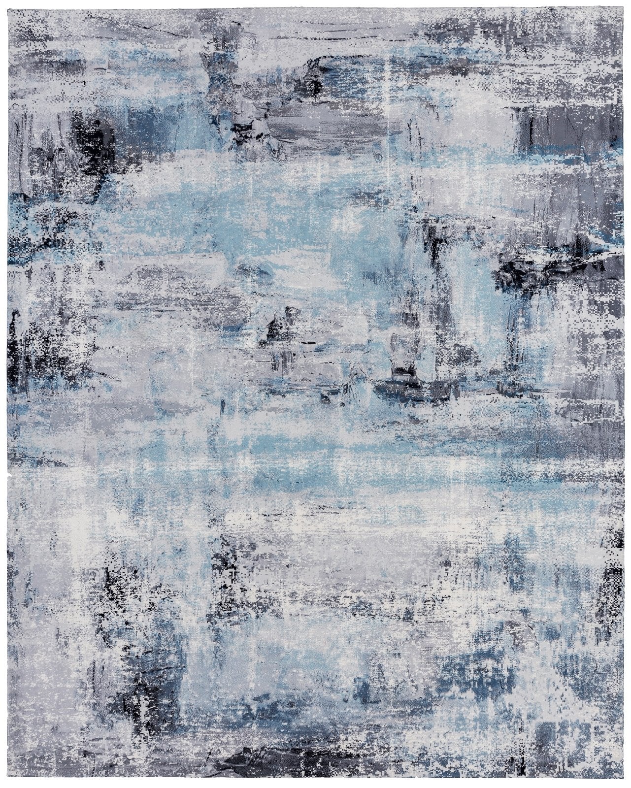 Denali Azure and Grey Tones Abstract Area Rug