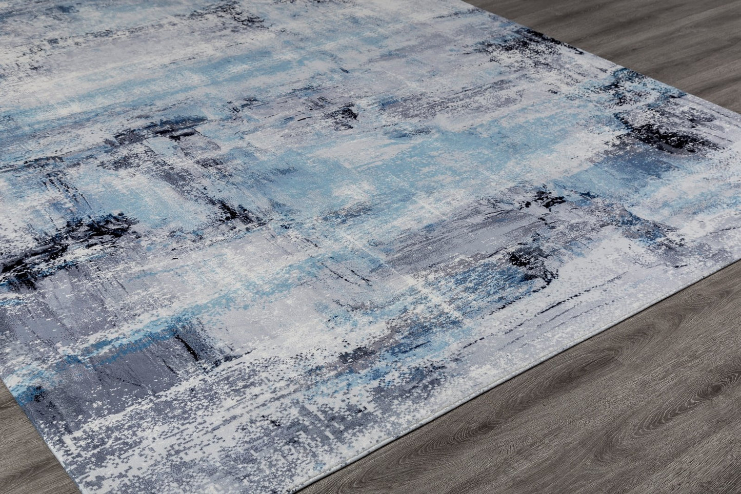 Denali Azure and Grey Tones Abstract Area Rug
