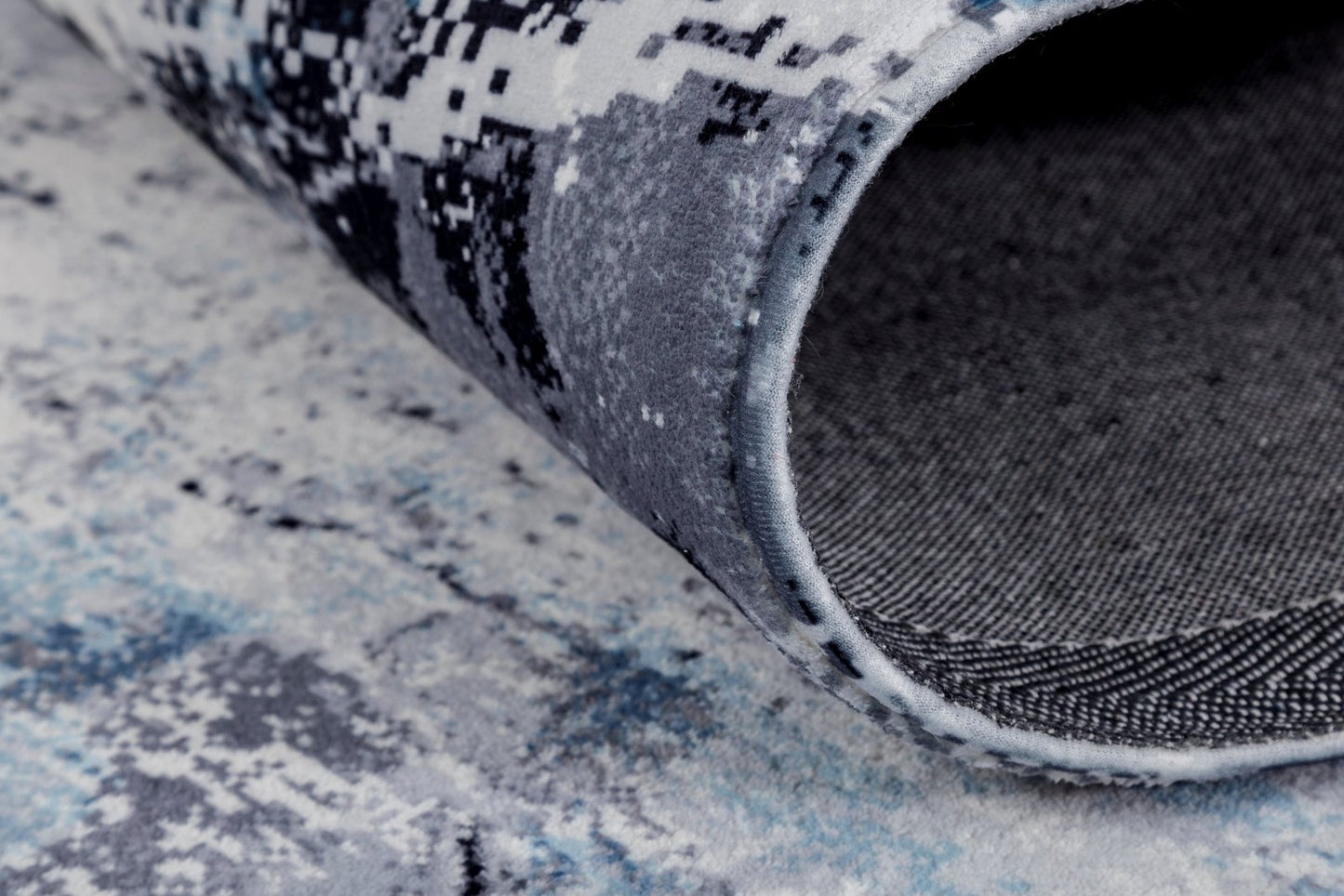 Denali Azure and Grey Tones Abstract Area Rug