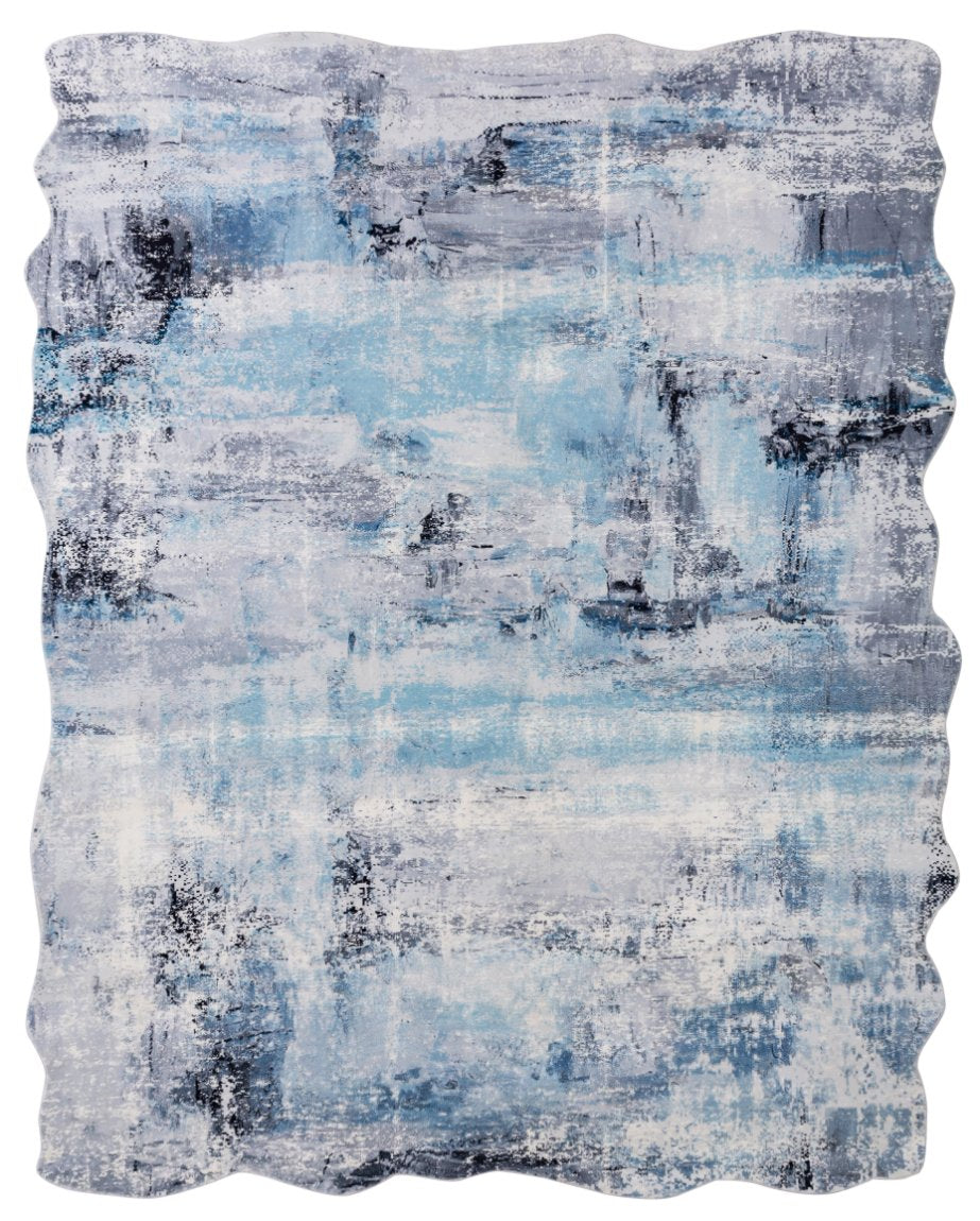 Denali Azure and Grey Tones Abstract Area Rug