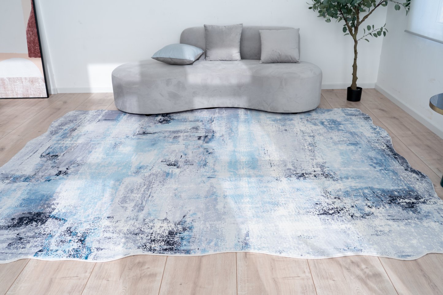 Denali Azure and Grey Tones Abstract Area Rug