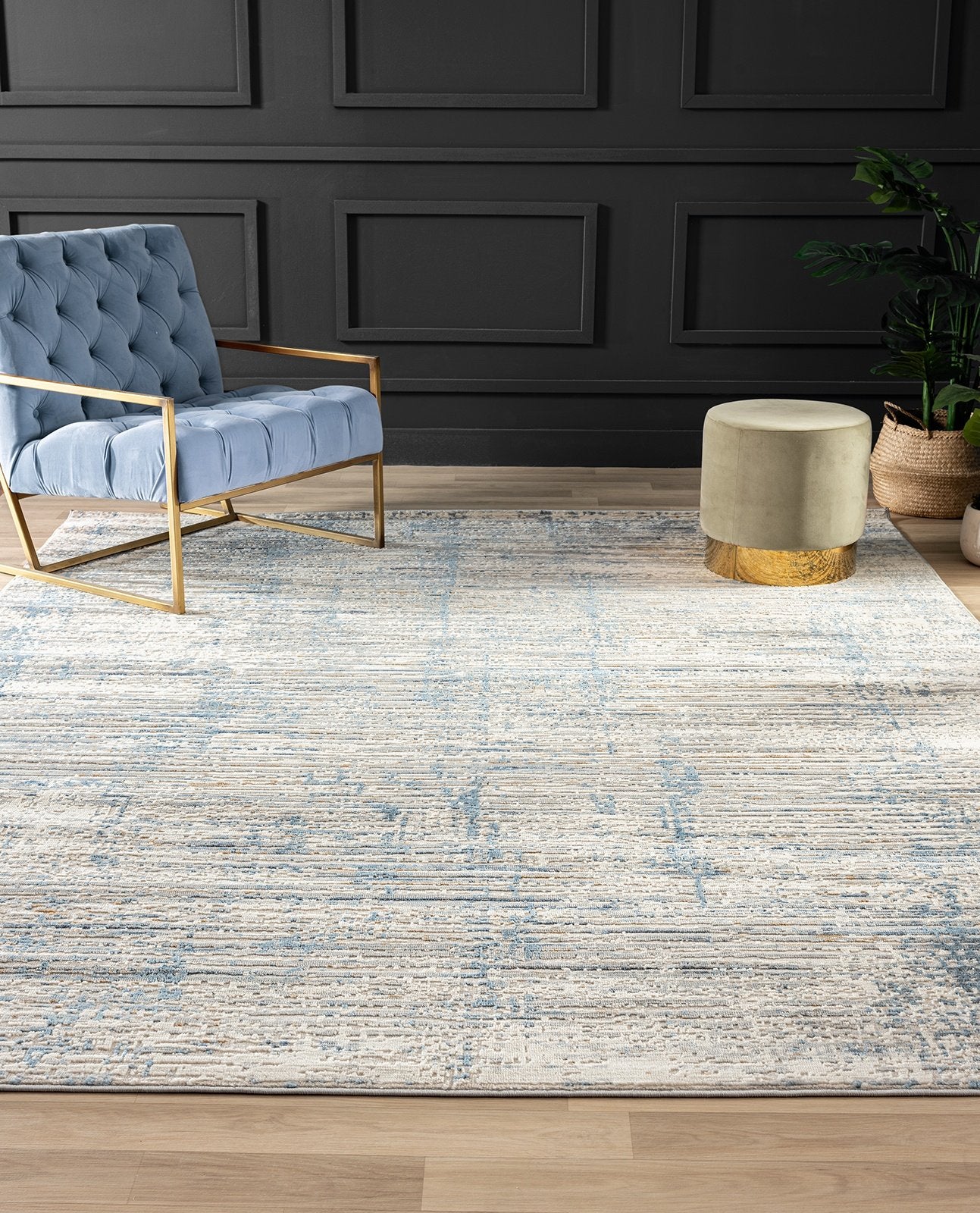 Lumina Winter White and Azure Modern Area Rug