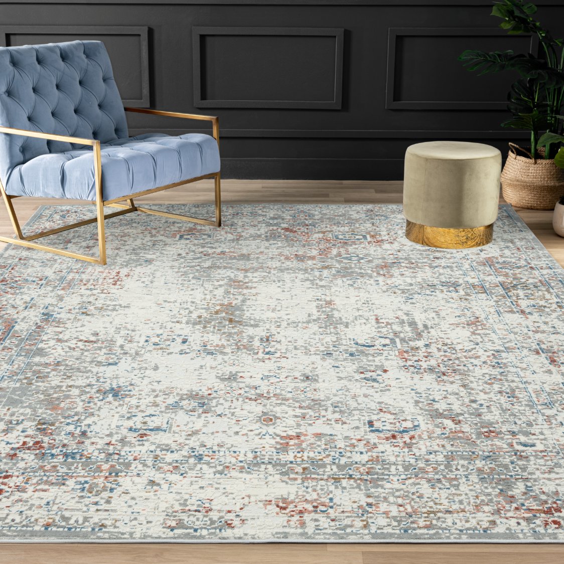 Lumina Grey and Rust Transitional Area Rug