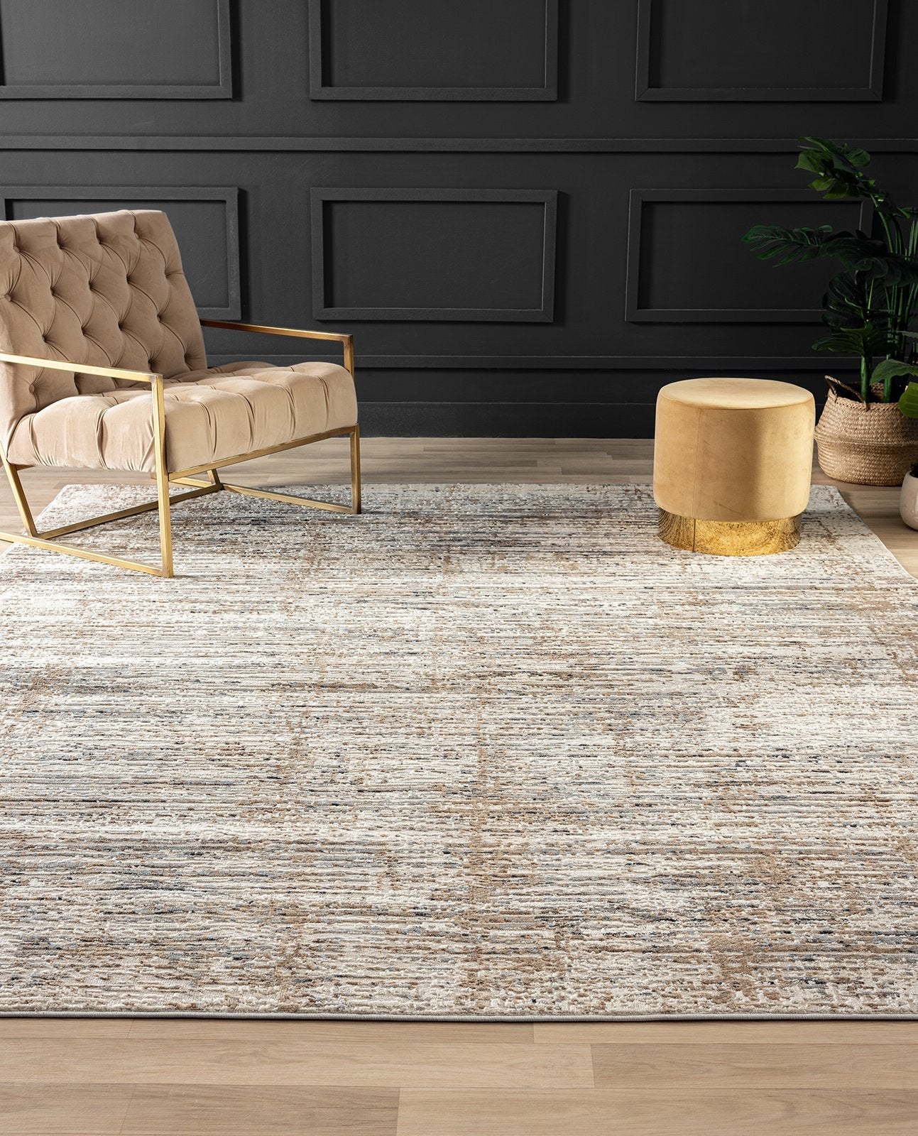 Lumina Grey Tones and Tan Strie Modern Area Rug