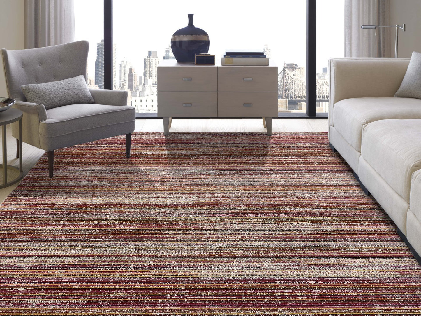 Modena Wine Strie Contemporary Area Rug