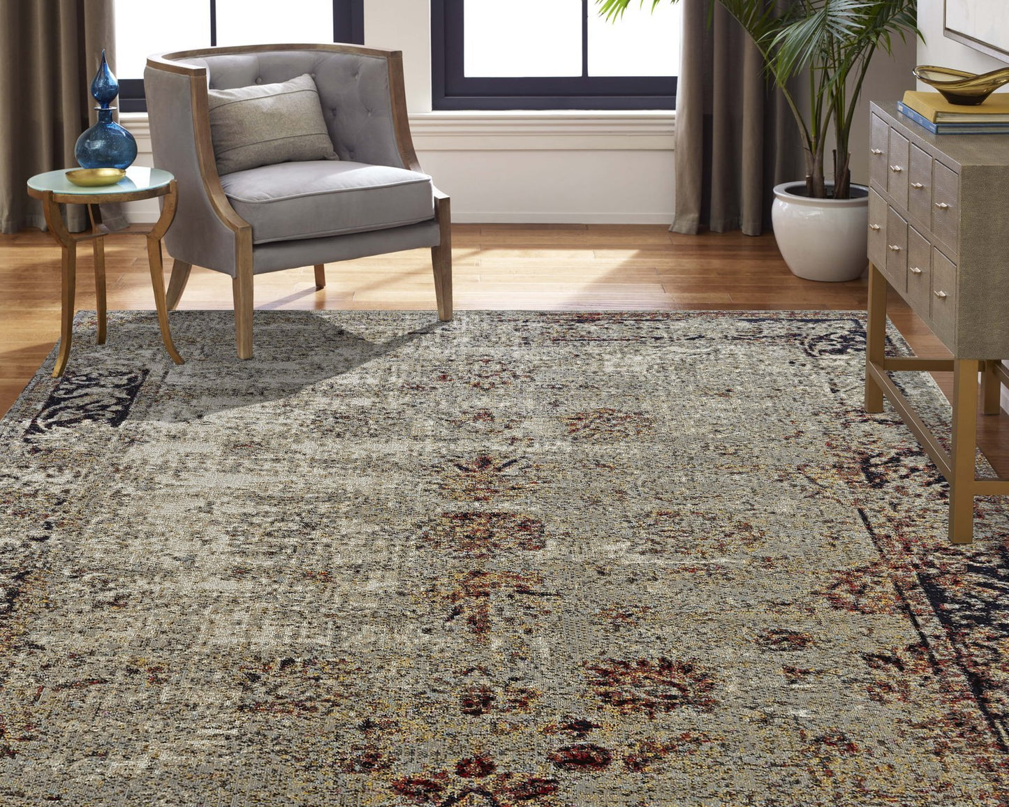 Modena Vintage Grey Transitional Area Rug