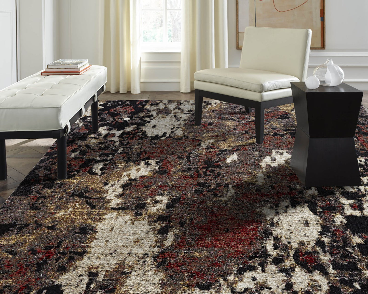 Modena Ebony Multi Abstract Area Rug