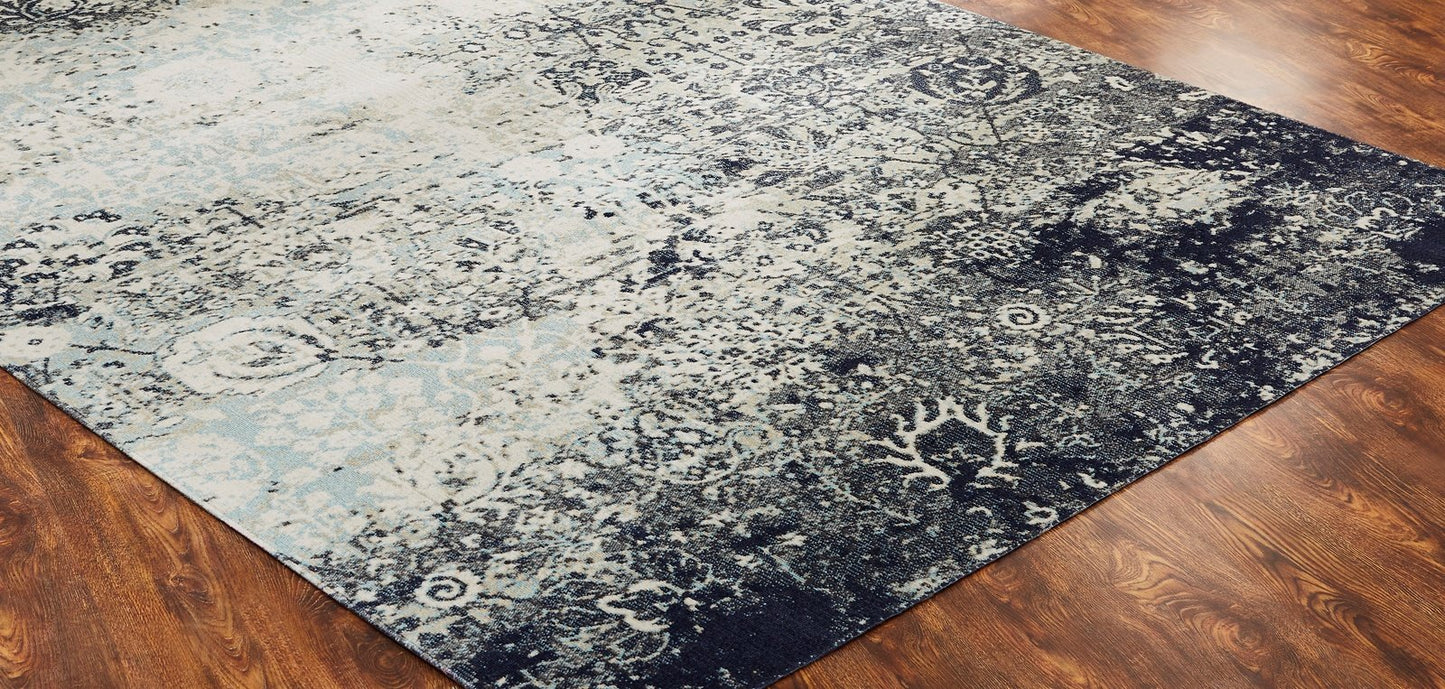 Modena Blue Tones and Midnight Transitional Area Rug