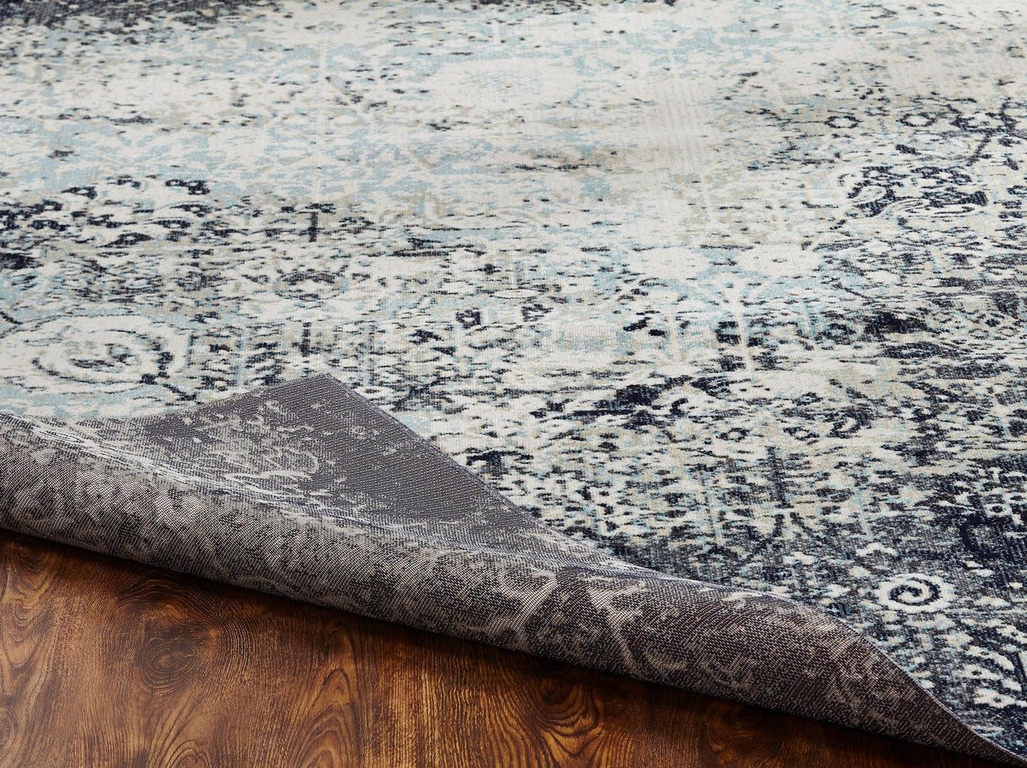 Modena Blue Tones and Midnight Transitional Area Rug