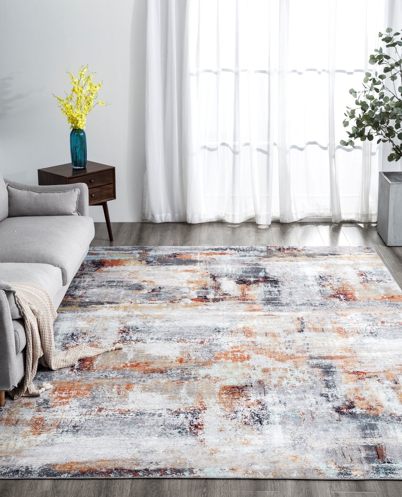 Omnia Granite and Rust Abstract Area Rug