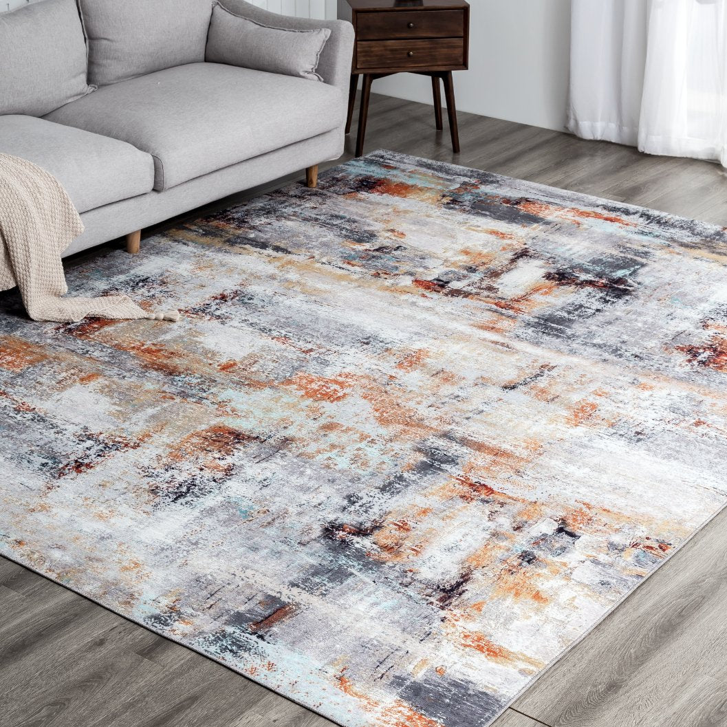 Omnia Granite and Rust Abstract Area Rug
