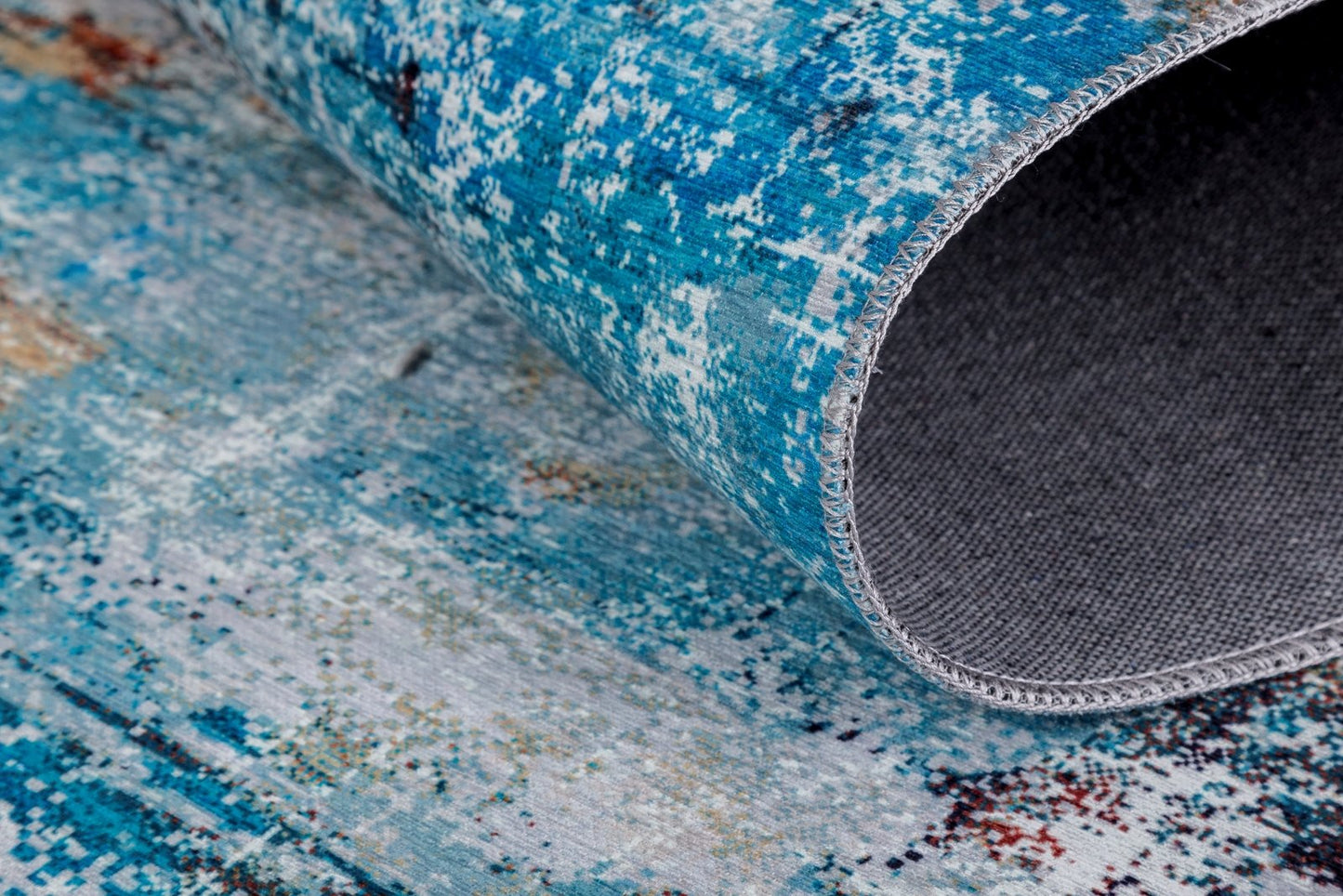 Omnia Turquoise and Spice Abstract Area Rug