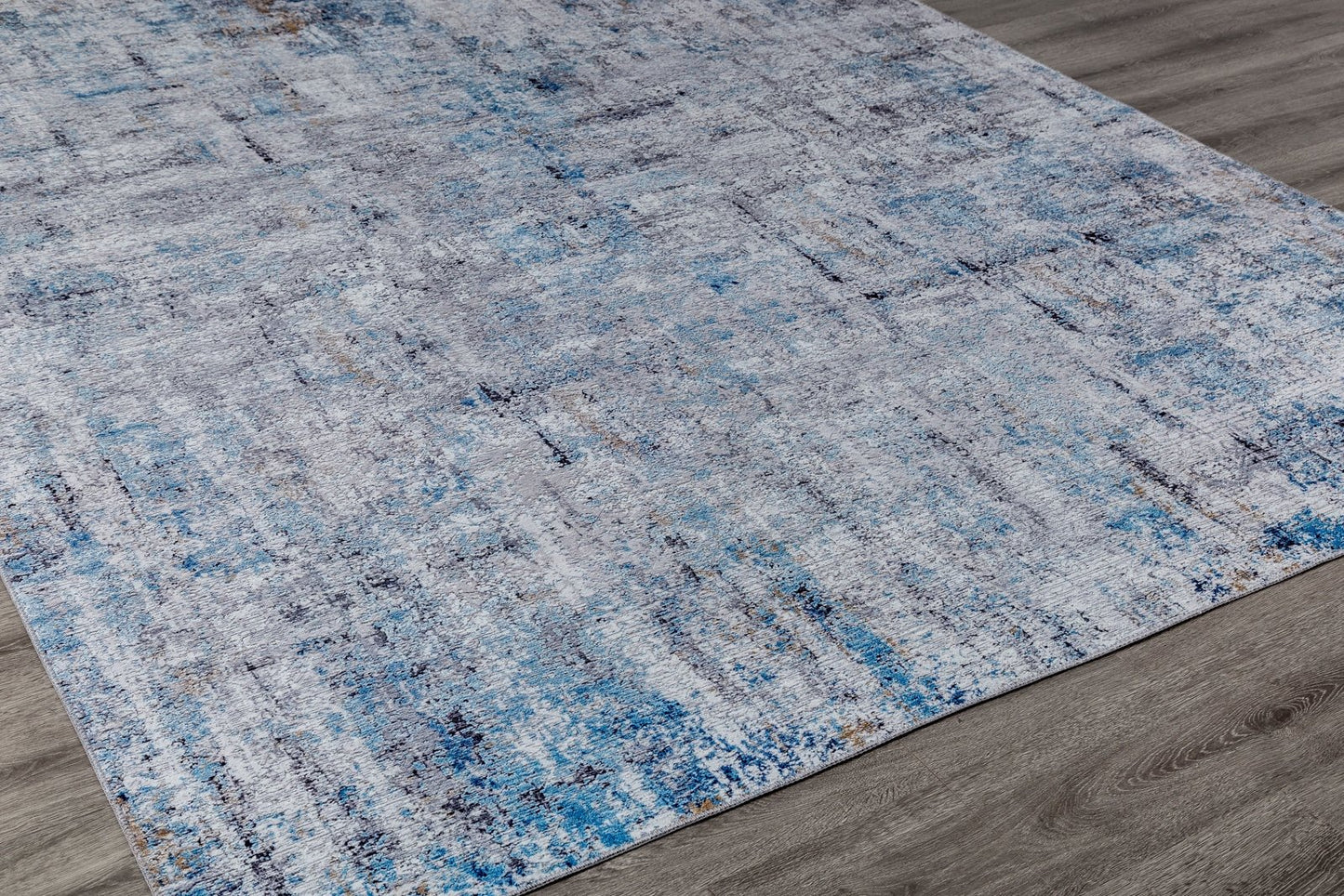 Omnia Azure and Grey Tones Abstract Area Rug