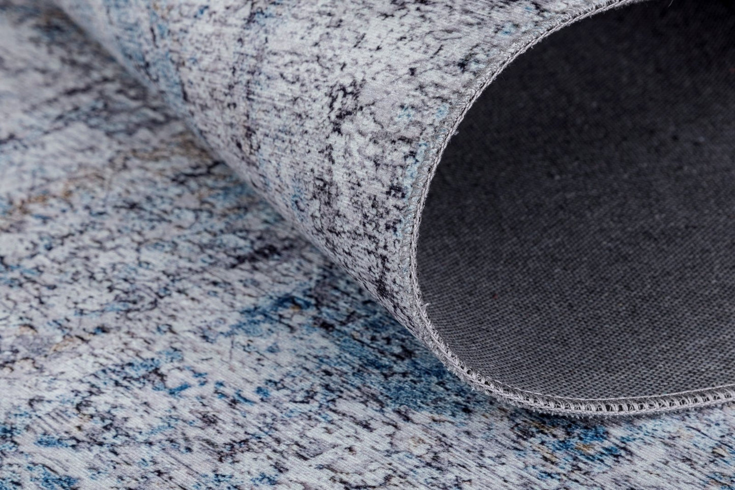 Omnia Azure and Grey Tones Abstract Area Rug