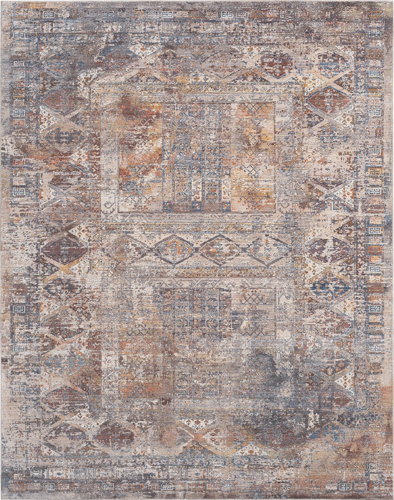 Calabria Blue Tones and Earth Transitional Area Rug
