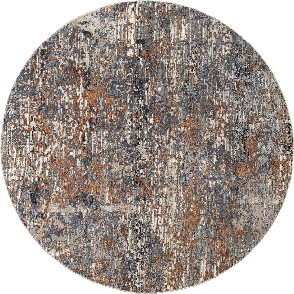 Camilla Blue and Rust Tones Abstract Area Rug