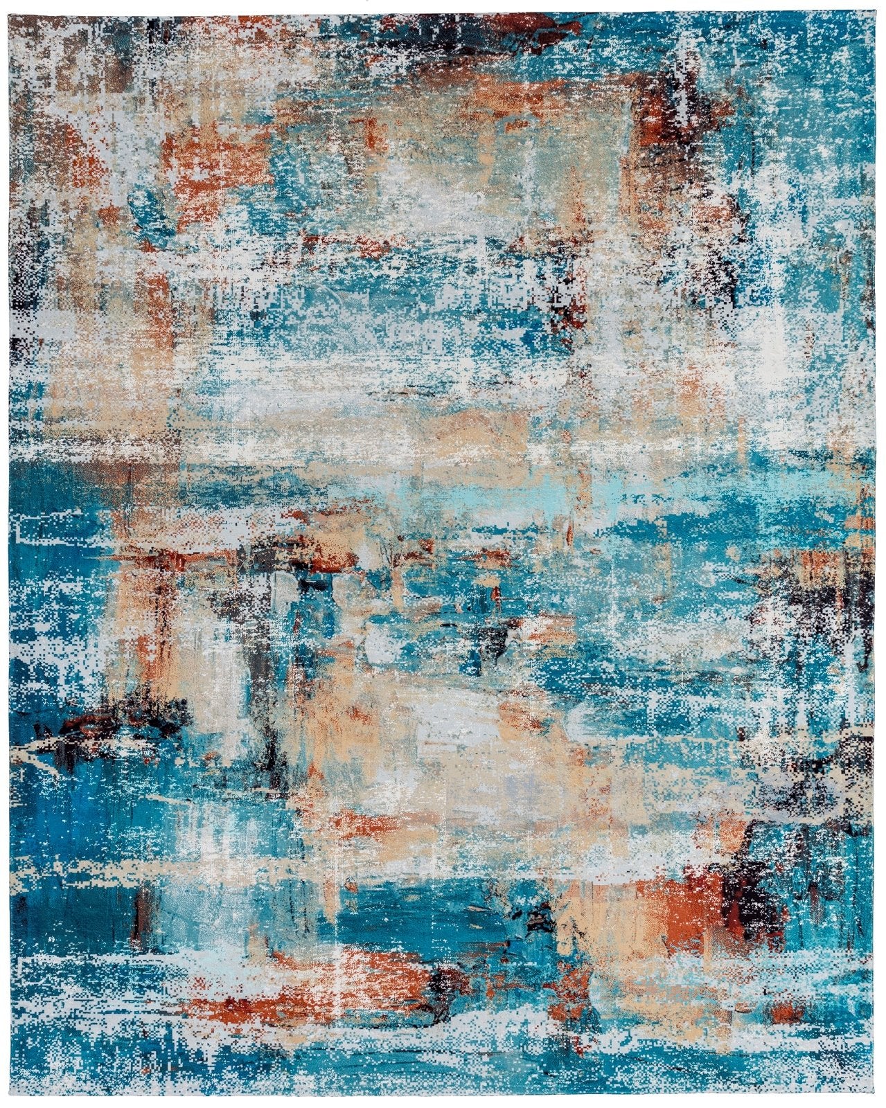 Denali Turquoise and Spicy Abstract Area Rug