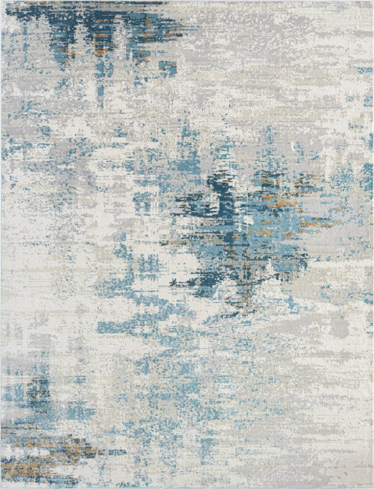 Ethos Blue and Grey Abstract Transitional Area Rug